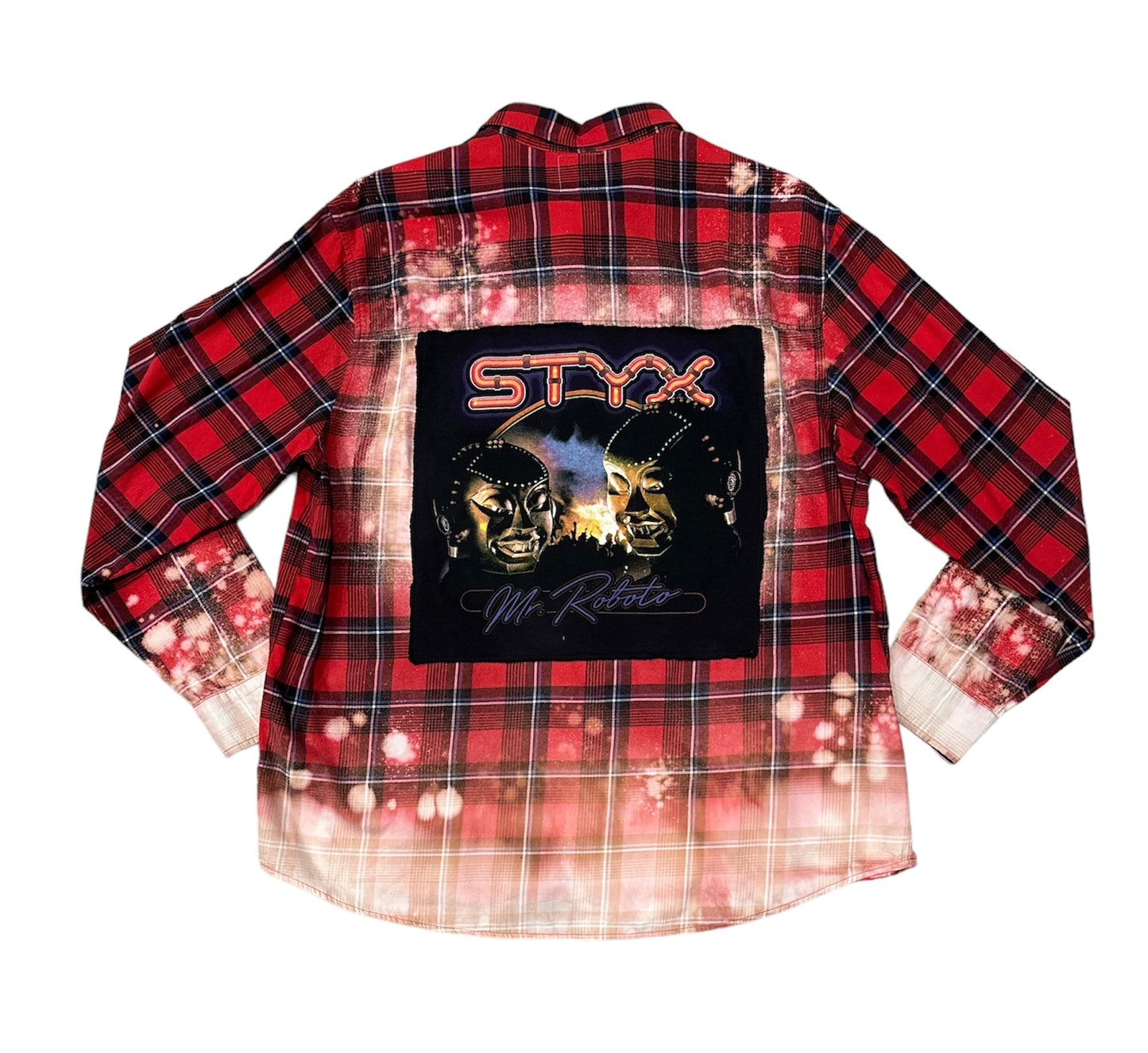 Upcycled Styx Band distressed Flannel