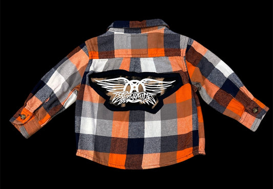 Upcycled baby flannel featuring Aerosmith!