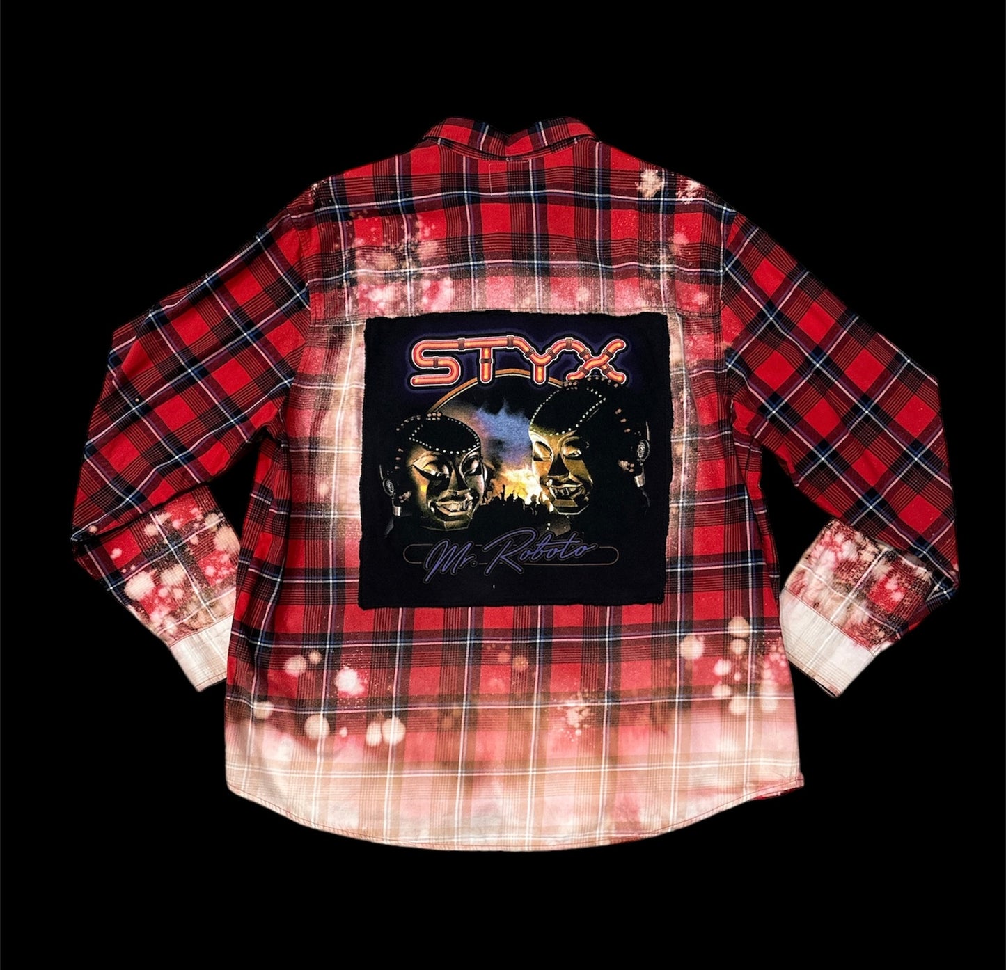 Upcycled Styx Band distressed Flannel