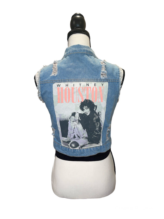 Whitney Houston Cropped Denim Vest